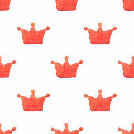 Seamless watercolor pattern with orange crownsのイラスト素材