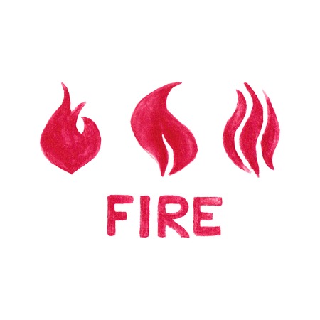 Watercolor flames on the white backgroundのイラスト素材