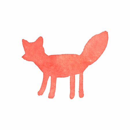 Watercolor fox on the white backgroundのイラスト素材