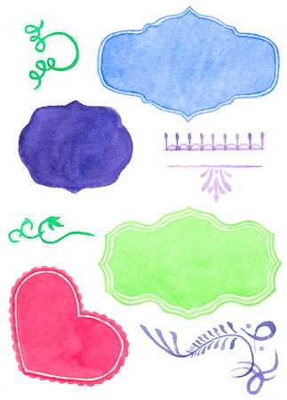 Set watercolor labels design elementsのイラスト素材