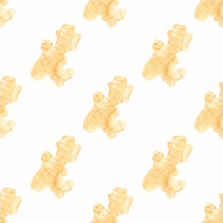 Seamless watercolor pattern with ginger on the white backgroundのイラスト素材