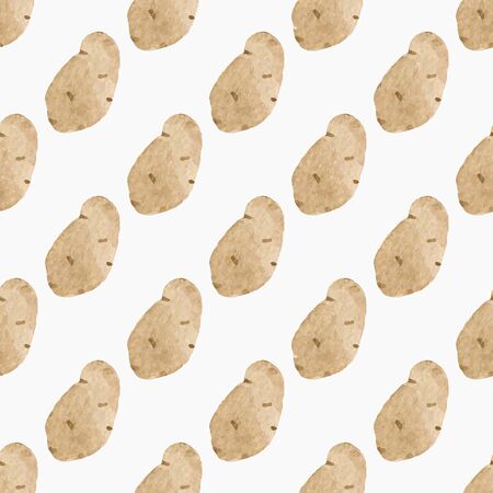 Seamless watercolor pattern with potatoes on the white backgroundのイラスト素材
