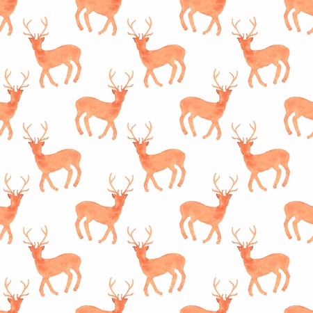 Watercolor seamless pattern with deers on the white backgroundのイラスト素材