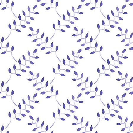 Seamless watercolor pattern with floral elements on the white backgroundのイラスト素材