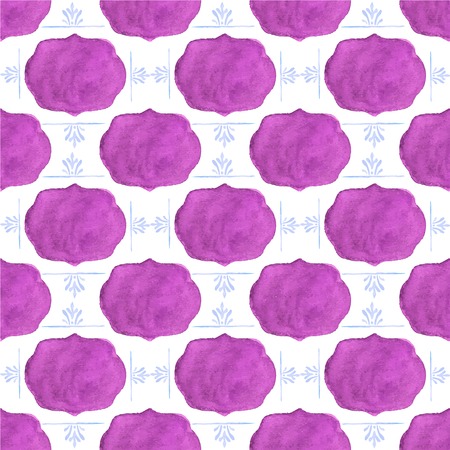 Watercolor seamless pattern with Victorian frames and flourishes on the white backgroundのイラスト素材