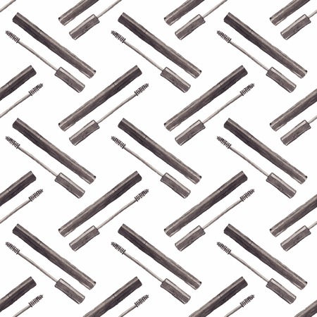 Seamless watercolor pattern with beauty items on the white backgroundのイラスト素材