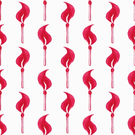 Watercolor seamless pattern with fire extinguisher on the white backgroundのイラスト素材