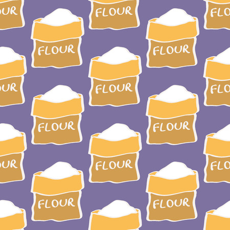 Flour. Seamless pattern with sack of flour. Hand-drawn sketch background. Vector illustration.のイラスト素材