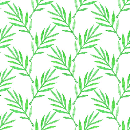 Palm branch. Seamless pattern with leaves. Hand-drawn background. Vector illustration. Real watercolor drawing.のイラスト素材