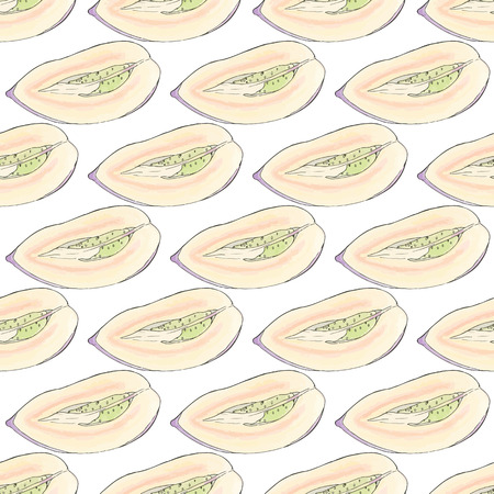 Pepino melon. Seamless pattern with fruits. Hand-drawn background. Vector illustration. Real watercolor drawing.のイラスト素材
