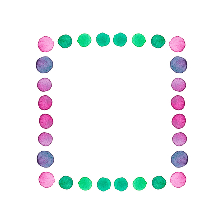 Frame. Hand-drawn floral polka dot frame. Real watercolor drawing.  Vector illustration. Traced paintingのイラスト素材