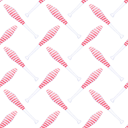 Seamless pattern with juggling mace. Hand-drawn background. Vector illustration. Real watercolor drawing.のイラスト素材