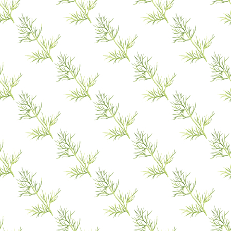 Seamless pattern with dill. Hand-drawn background. Vector illustration. Real watercolor drawing.のイラスト素材