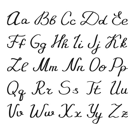 Hand-sketched english alphabet. Hand-drawn cartoon letters. Doodle drawing. Vector illustrationのイラスト素材