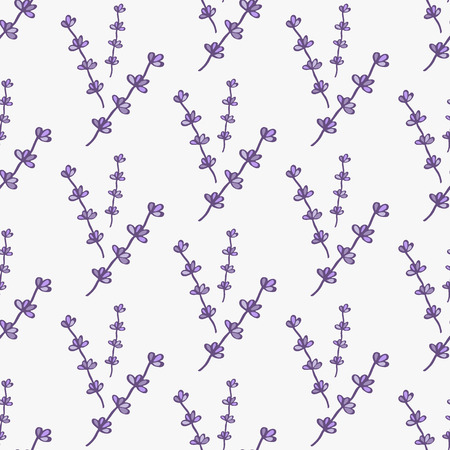 Lavender. Seamless pattern with flowers on the white background. Hand-drawn original background. Swatch inside. Vector illustrationのイラスト素材