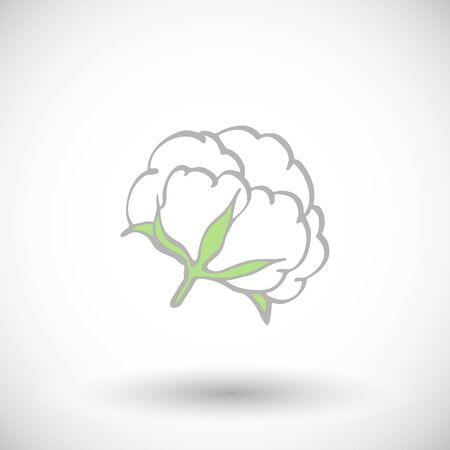 Cotton flower. Hand-drawn organic cotton icon. Doodle drawing. Vector illustrationのイラスト素材