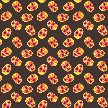 Luchador or fighter mask. Seamless pattern with hand-drawn lucha libre - free fight - masks - colorful helmets on the white background. Real watercolor drawing.の写真素材