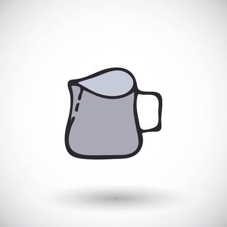 Milk pitcher. Hand-drawn kitchen or bartender supply or barista tool icon. Doodle drawing. Vector illustrationのイラスト素材