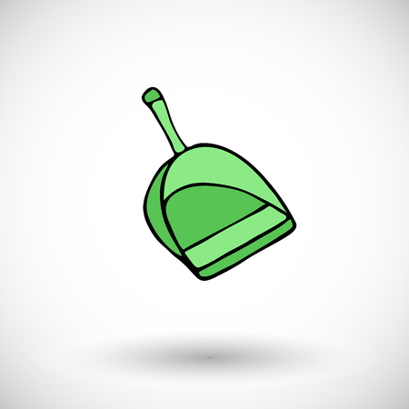Dustpan sketch. Hand-drawn cartoon cleaning icon - scoop. Doodle drawing. Vector illustration.のイラスト素材