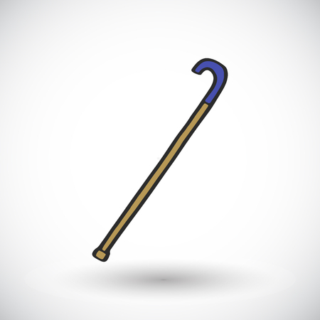 Walking stick sketch. Hand drawn cartoon health care icon. Doodle drawing. Vector illustrationのイラスト素材