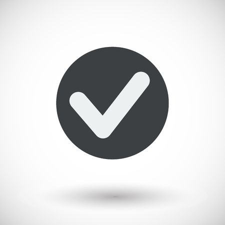 Single check mark icon. Flat design vector illustration with round shadowのイラスト素材