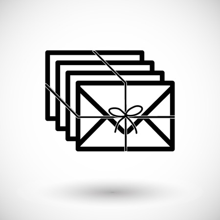 Mail icon, envelopes with ribbon. Flat design vector illustration with round shadowのイラスト素材