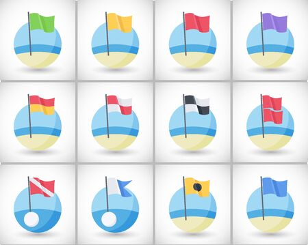 Beach Warning Flags Icons Set Flat Design Of International Signs