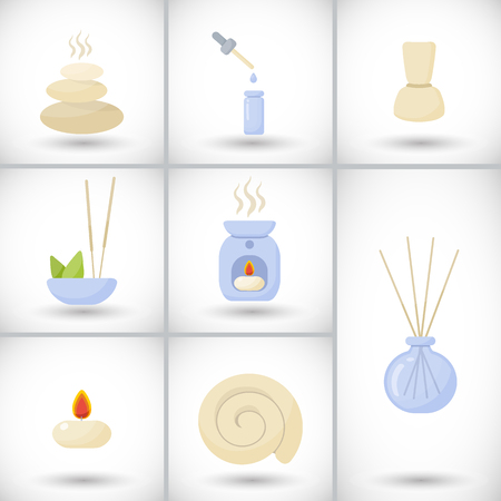 Spa and massage flat vector icons set.のイラスト素材