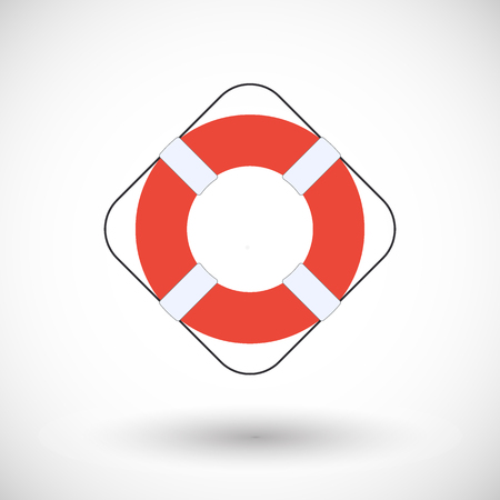 Life buoy ring icon, Flat design of swimming safety with round shadow, vector illustrationのイラスト素材