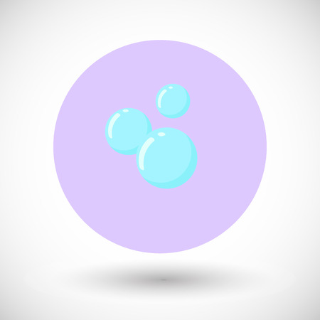 Soap or water bubble icon, Flat design of cleaning symbol with round shadow, vector illustrationのイラスト素材