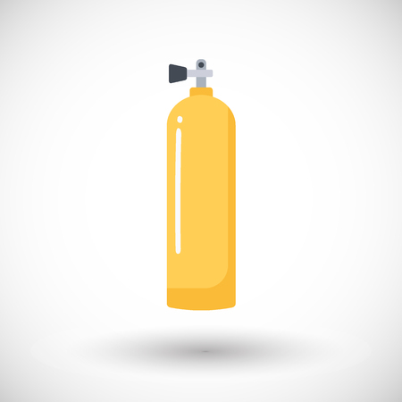 Scuba tank icon, Flat design of diving equipment with round shadow, vector illustrationのイラスト素材