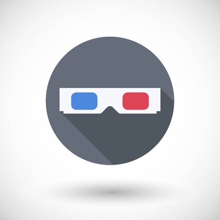 Paper 3D glasses vector flat icon with round shadowのイラスト素材