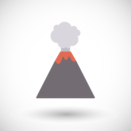 Volcano icon, Flat design of eruption round shadow, vector illustrationのイラスト素材
