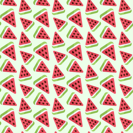 Seamless vector pattern with watermelon slices, swatch inside
