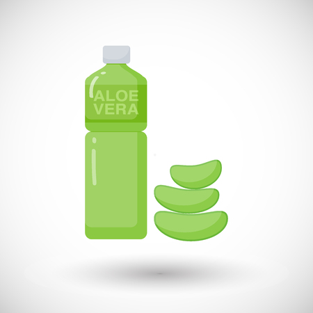 Aloe vera drink vector flat icon, Flat design of medicine, cosmetology and healthcare with round shadow, vector illustration with reflectionsのイラスト素材