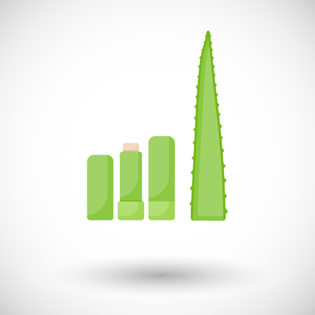Aloe vera lip balm vector flat icon, Flat design of medicine, cosmetology and lip care with round shadowのイラスト素材