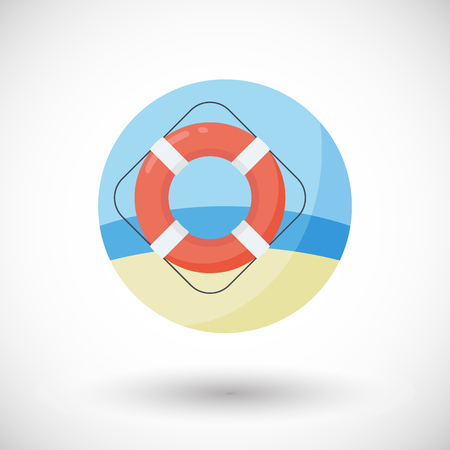 Life buoy ring icon, Flat design of swimming safety with round shadow illustrationのイラスト素材