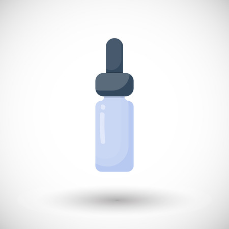 Dropper bottle vector flat icon, Flat design of aromatherapy or medicine object with round shadow, vector illustrationのイラスト素材