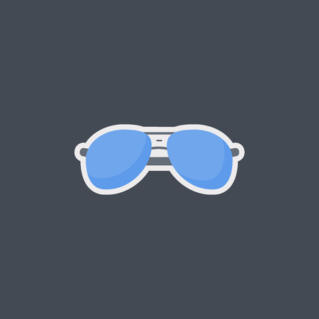 Sunglasses vector flat icon, Flat design of fashion and eye care object isolated on the dark background, vector illustrationのイラスト素材