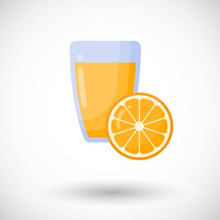 Orange juice vector flat icon, Flat design of food, health care or summer object with round shadow, cute illustrationのイラスト素材