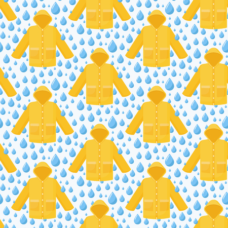 Seamless vector pattern with rain coat and water dropsのイラスト素材