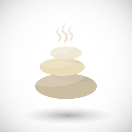 Steaming spa stones vector flat icon, Flat design of medicine and orient massage with round shadow.のイラスト素材