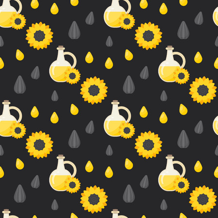 Sunflower oil seamless pattern, Flat design of agriculture or food, vector illustration with swatchのイラスト素材