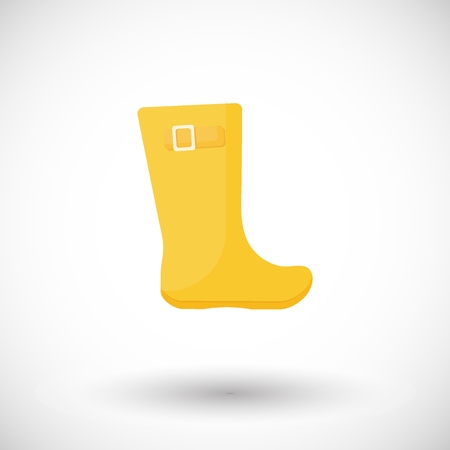 Rain boots vector flat icon, Flat design of rainy weather clothing isolated on the white background with round shadows, vector illustrationのイラスト素材