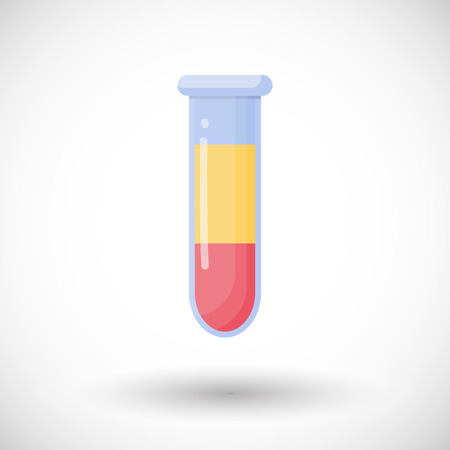 Blood components in tube vector flat icon, Flat design of medicine, blood donation and Hemophilia Day symbols with round shadowのイラスト素材
