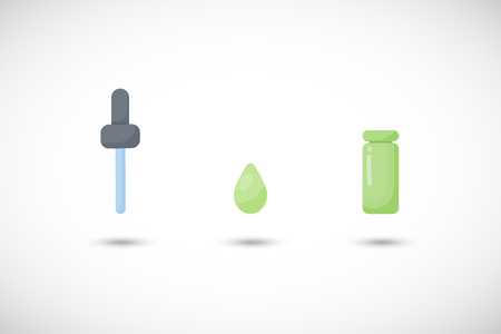 Dropper vector flat icon set, Flat design of bottle.のイラスト素材