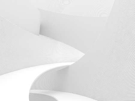 Abstract white background 3d render,There are curved wall with variety direction.の写真素材
