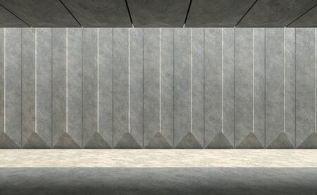 Empty concrete wall pattern 3d render With sunlight shining on the groundの写真素材