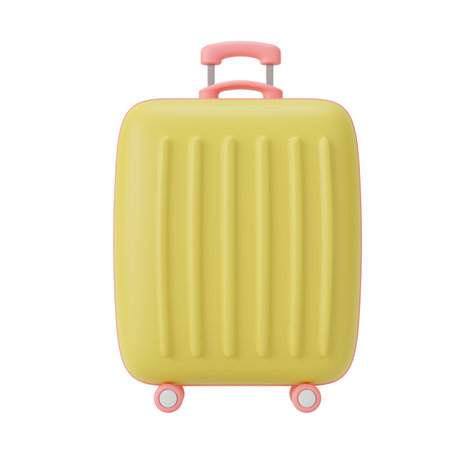Cute cartoon style colorful pastel suitcase isolated on white background with clipping path 3d render illustrationの写真素材