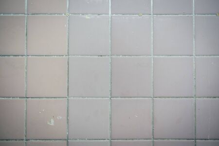 old beige ceramic tiles on the wallの写真素材